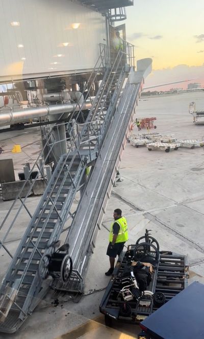 Airline staff caught throwing wheelchairs to the ground