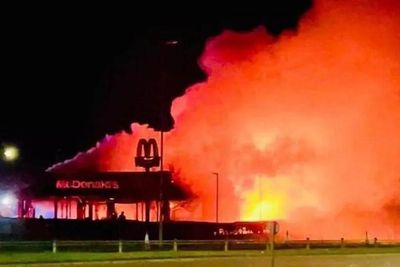 Huge fire breaks out at McDonald's restaurant with staff still inside