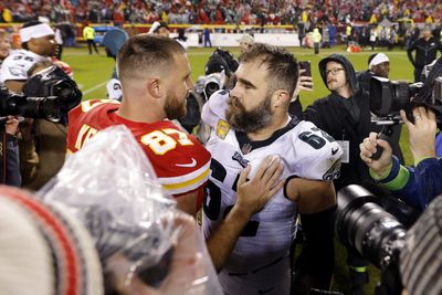 Mics captured what Travis Kelce said to Jason Kelce for a laugh after the Eagles beat the Chiefs