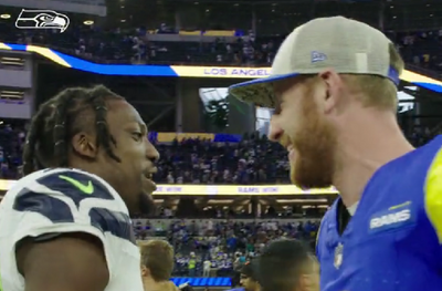 Tariq Woolen absolutely geeked out over meeting Carson Wentz after Seahawks-Rams
