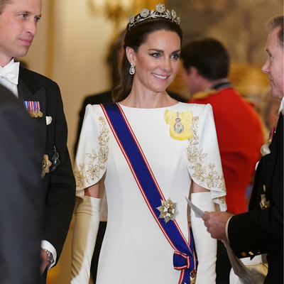 Princess Kate Glittered in White for the Latest State Banquet