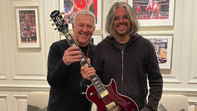 “His playing speaks to my soul like no other guitarist”: Alex Lifeson joins Adam Jones onstage to help Tool perform Jambi – before gifting his hero one of his signature Epiphone Les Pauls