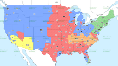 TV broadcast maps for Week 12 of NFL action