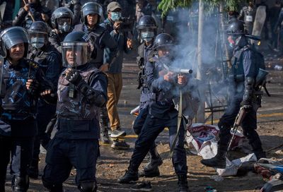 Tens of thousands of protesters demanding a restoration of Nepal's monarchy clash with police