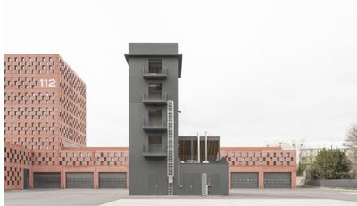 A fire station cuts a bold figure in the city of Rennes