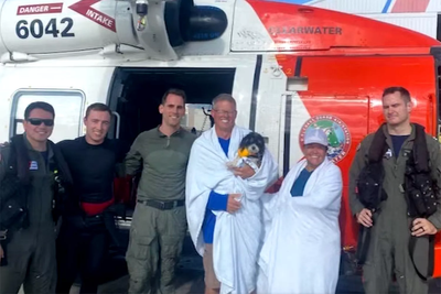Couple and pet dog airlifted to safety from sailboat off coast of Gulf of Mexico