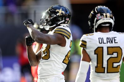 Saints will be wearing their ‘Color Rush’ uniforms and mismatched helmets vs. Falcons