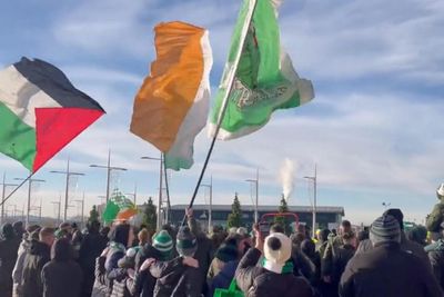 Watch as Green Brigade gather on the Celtic Way prior to Motherwell clash