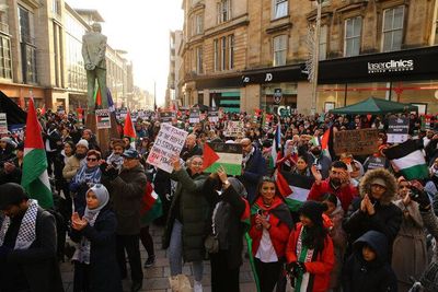 In pictures: Crowds gather in Glasgow for STUC and pro-Palestine rallies
