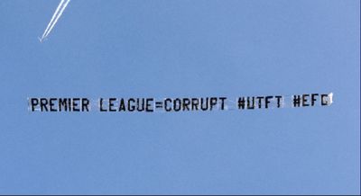 'Premier League = corrupt' – Everton fans fly banner over Etihad during City vs Liverpool to protest against recent points deduction