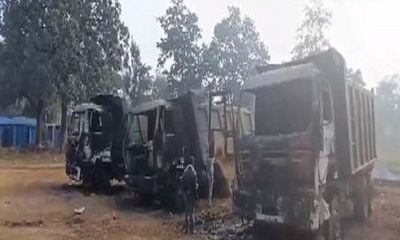 Naxalites set on fire 14 vehicles, machines engaged in construction work in Chhattisgarh's Dantewada