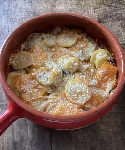 Rachel Roddy’s recipe for fennel, potato, squash and sage bake