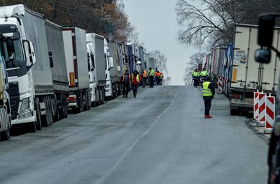 Lorries line up at Poland-Ukraine border as truckers expand blockade