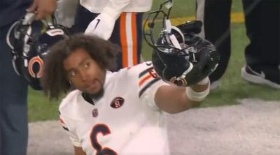 Refs Flagged Bears Defender for Removing Helmet Despite His Face Mask Being Broken