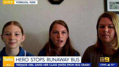 Hero Australian schoolgirl, 14, steers runaway bus to avoid petrol station collision