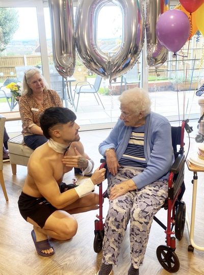 Woman Celebrates 101st Birthday With A Hunky Butler