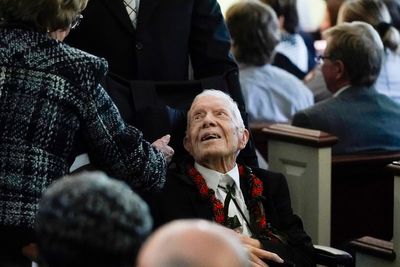 Jimmy Carter attends funeral of late wife Rosalynn in Georgia hometown: Updates