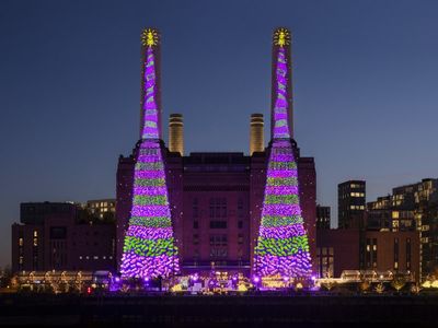 David Hockney lights up London’s Battersea Power Station with colourful new Christmas tree installation