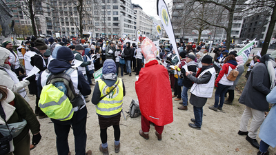 Watch: Climate protesters march through Brussels as Cop28 continues in Dubai