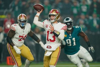 San Francisco's Brock Purdy throws 4 TD passes as 49ers thump injured Hurts, Eagles 42-19