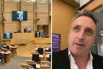 Alex Cole-Hamilton jeered after joining Holyrood debate 'from outside bar'