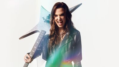 “Our first artist model for a female guitarist”: Kramer’s Lzzy Hale signature Voyager makes its debut – with a custom body shape and a blinding Holographic Sparkle finish to match