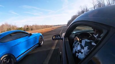 Ford Mustang Mach 1 Goes Head-to-Head Against Dark Horse In Close Drag Race Battle