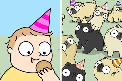 70 Adorably Funny Comics Featuring This Artist’s Family’s Life With The Pug Who Thinks That He Is Human (New Pics)