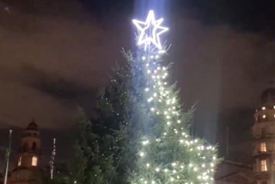 Awkward moment as UK Parliament's Christmas tree suffers lights malfunction