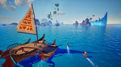 Exploring the seas on a magic surfboard looks awesome in this 16-player co-op survival game from former Riot devs