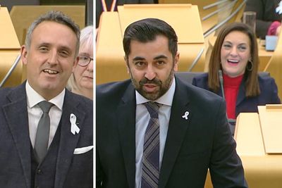 MSPs laugh as Alex Cole-Hamilton teased for joining debate 'from outside bar'
