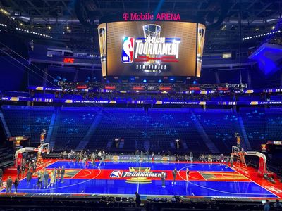 A look at the spiffy NBA tournament court design for the final games in Las Vegas