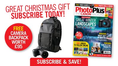 New PhotoPlus: The Canon Magazine Christmas issue + FREE backpack when you subscribe!