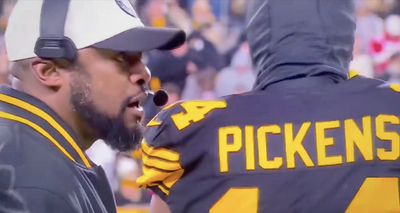 Mike Tomlin appeared to give George Pickens a tough love speech on the sideline because of his poor effort