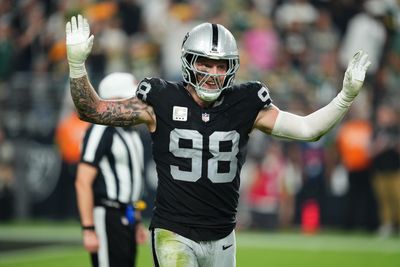 Watch: Raiders DE Maxx Crosby has 50th career sack and he was held on the play