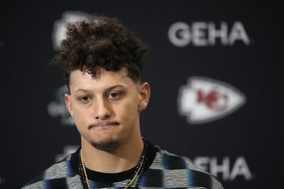 Kansas City Chiefs quarterback Patrick Mahomes speaks during a news conference following his team’s loss to the Buffalo Bills.