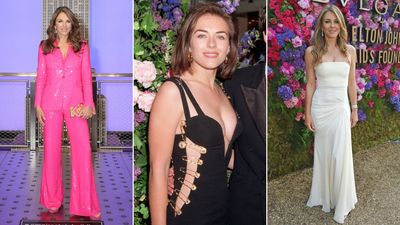 32 of Elizabeth Hurley’s best looks, from pink power suiting to sultry slip dresses