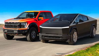 The Only Way A Ford F-150 Raptor R Can Beat A Tesla Cybertuck In A Race Is In Reverse