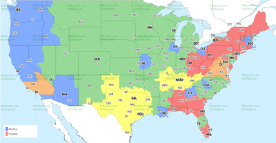 TV broadcast map for NFL Week 15