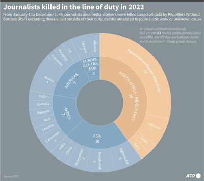Number Of Journalists Killed On Job In 2023 Declines Despite Gaza: RSF