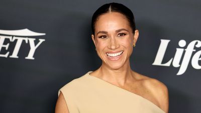 We’re taking style notes from Meghan Markle’s burnt caramel suit and sleek low ponytail for day-to-night glamour