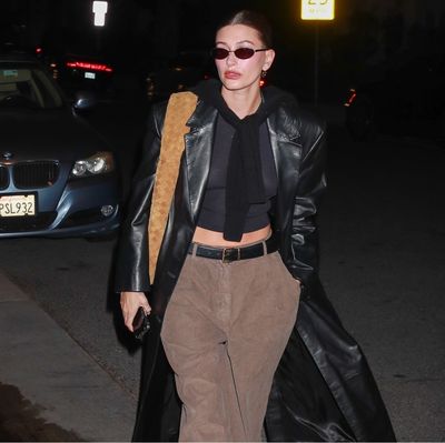 Hailey Bieber Wore a Teeny-Tiny Crop Top to Church