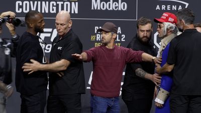 UFC 296 video: Leon Edwards, Colby Covington restrained at first faceoff