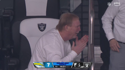 Mark Davis looked so bewildered after the Raiders crossed the 60-point threshold on a pick-6