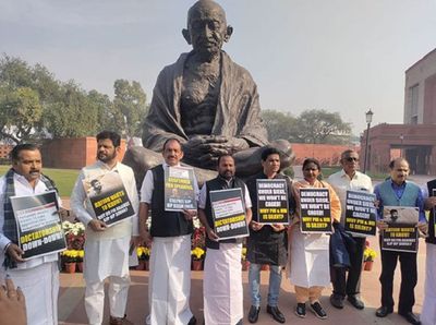 Opposition MPs protest in Parliament premises, demand action against BJP's Pratap Simha over security breach