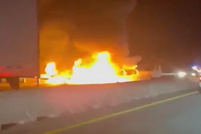 Two hurt after plane makes fiery emergency landing on North Carolina highway