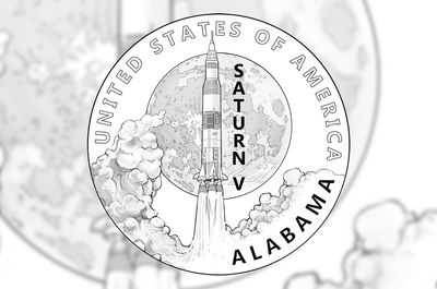 Saturn V moon rocket art revealed for 2024 American Innovation $1 coin