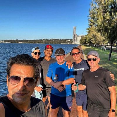 Michael Vaughan and Crew Take Morning Selfie with Waseem Akram