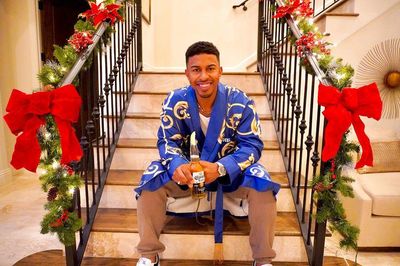Francisco Lindor Amidst Christmas Decorations on Staircase Setting