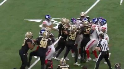 Saints and Giants Scuffle After Tommy DeVito Takes a Big Hit